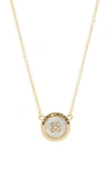 Marc Jacobs The Button Crystal Embellished Pendant Necklace In Gold/mop