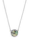 Marc Jacobs The Button Crystal Embellished Pendant Necklace In Silver/abalone