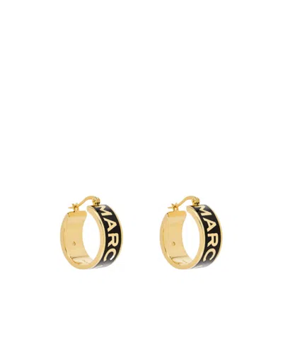 Marc Jacobs The Button Enamel Logo Hoop Earrings