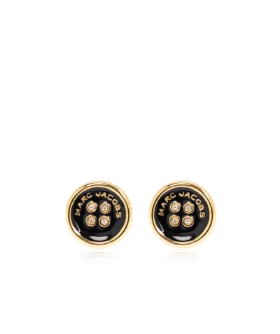 Marc Jacobs Golden Black Button Earrings