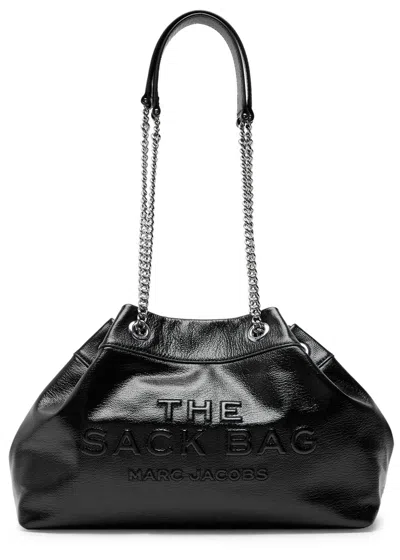 Marc Jacobs The Chain Sack Glossed Leather Tote In Black