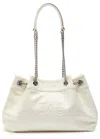 Marc Jacobs The Chain Sack Glossed Leather Tote In White