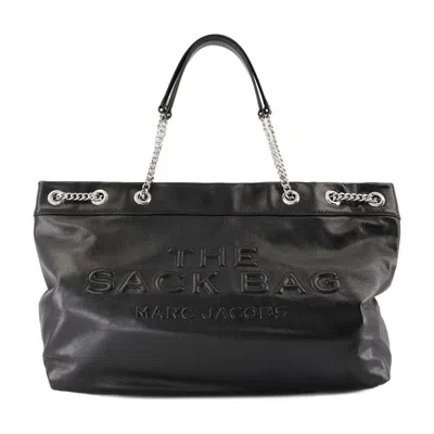 Marc Jacobs The Chain Sack Leather Shoulder Bag In Black