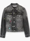 Marc Jacobs Fray Charm Shrunken Trucker Denim Jacket In Black