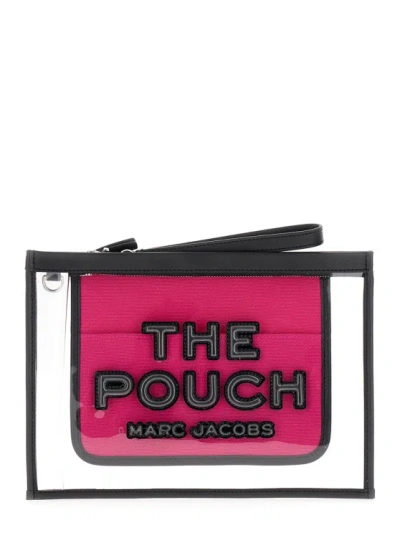 Marc Jacobs The Clear Large Pouch' Fuchsia Pouch With Logo Print In Pvc In Pink