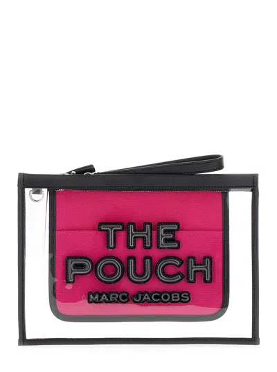 Marc Jacobs The Clear Large Pouch Fuchsia Pouch With Logo Print In Pvc Woman In Black