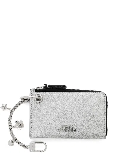 Marc Jacobs The Coated Glitter Leather Wallet In Gray