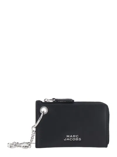 Marc Jacobs The Coin Purse Charm Black Card Holder With Charm Detail And Logo Lettering On The Front In Leather 