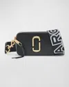 Marc Jacobs The Snapshot Black Shoulder Bag With Metal Logo At The Front In Leather Woman In Black/multi