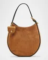 Marc Jacobs The Crescent Large Dual Hobo Bag In Suede In Brown