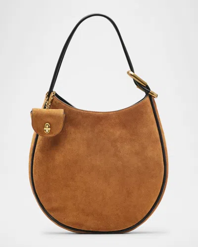 Marc Jacobs The Crescent Large Dual Hobo Bag In Suede In Brown