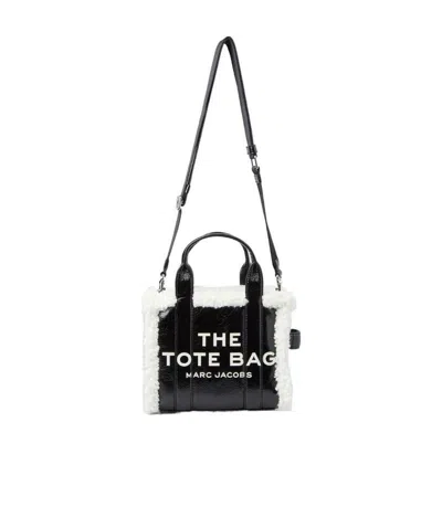 Marc Jacobs The Crinkle Shearling Mini Tote In Black