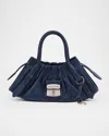 Marc Jacobs The Cristina Small Ruched Suede Satchel Shoulder Bag In Blue