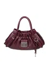 Marc Jacobs The Cristina Small Satchel Leather Handbag, Plum Color In Burgundy