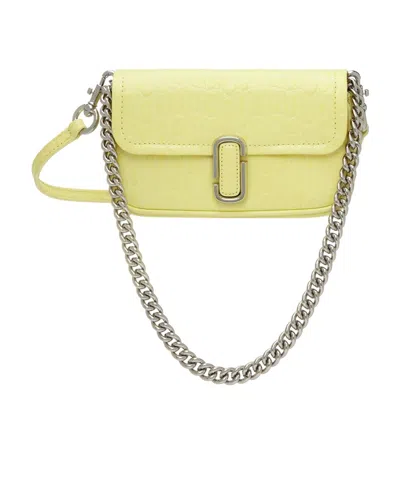 Marc Jacobs Yellow Mini Croc-embossed 'the J Marc' Shoulder Bag In 766 Tender Yellow
