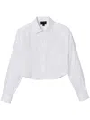 Marc Jacobs Logo-jacquard Crop Button-down Femme Shirt In Weiss