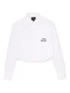 Marc Jacobs Womens The Cropped Text-embroidery Cotton Shirt White In White