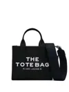 Marc Jacobs The Medium Tote Black Tote Bag With Contrasting Logo Embroidery In Cotton Blend Woman