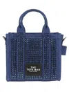 Marc Jacobs Cotton Denim Tote With Crystal Embellishments In Dark Wash Crystal