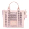 Marc Jacobs The Mini Crystal Canvas Crossbody Tote Bag Woman Rose In Cotton In Pink