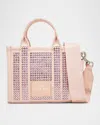 Marc Jacobs The Mini Crystal Canvas Crossbody Tote Bag Woman Rose In Cotton In Rose Crystal