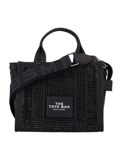 Marc Jacobs The Small Tote In Canvas With Applied Crystals In Black