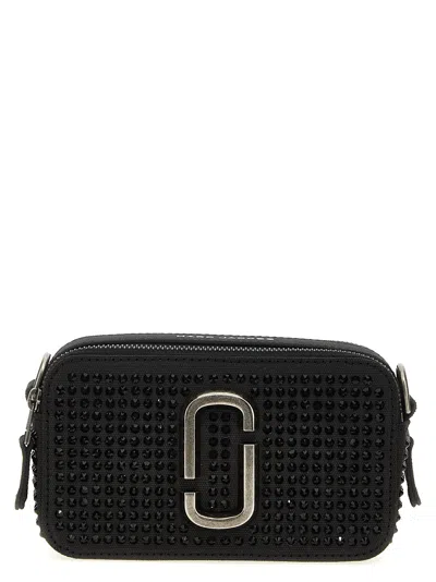 Marc Jacobs 'the Crystal Canvas Snapshot' Crossbody Bag In Black