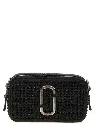 Marc Jacobs 'the Crystal Canvas Snapshot' Crossbody Bag In Black