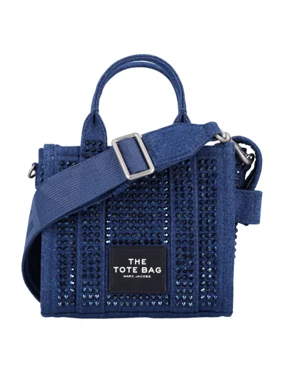 Marc Jacobs The Crystal Denim Crossbody Tote Bag In Dark Wash Blue
