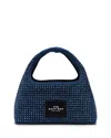 Marc Jacobs The Mini Crystal Denim Sack Bag In Dark Wash