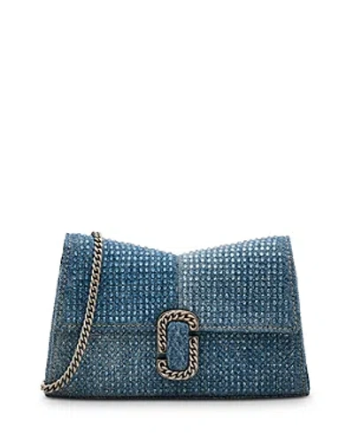 Marc Jacobs The Crystal Denim St. Marc Chain Wallet In Light Blue