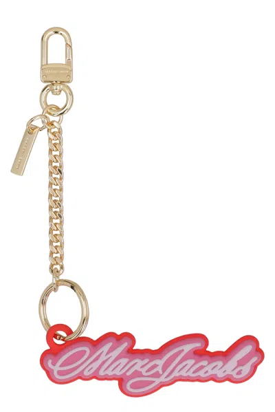 Marc Jacobs Womens The Cursive Logo Bag Charm Bow Pink Multi