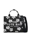 Marc Jacobs Daisy Print Canvas Medium Tote Bag With Adjustable Strap In Black/white