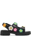 Marc Jacobs The J Marc Strap Embroidered Daisy Sport Sandals In Black