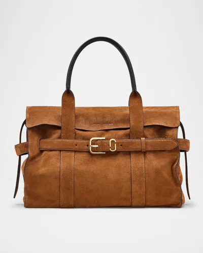 Marc Jacobs The Dakota Belted Suede Tote Bag In Brown