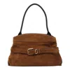 Marc Jacobs Dakota Suede Shoulder Bag With Buckle Straps In Brown