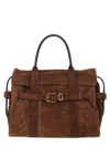 Marc Jacobs Buckle Double Handle Structured Suede Top In Brown