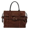 Marc Jacobs Buckle Double Handle Structured Suede Top In Brown