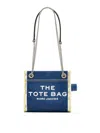 Marc Jacobs Sac Cabas The Denim Chain Micro Tote Bag In Dark Wash