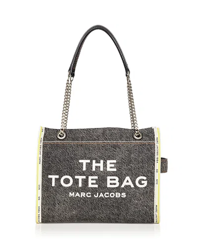 Marc Jacobs The Denim Chain Medium Tote Bag In Black Wash