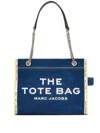 Marc Jacobs The Medium Tote In Blue Denim With Embroidered Logo In Blu