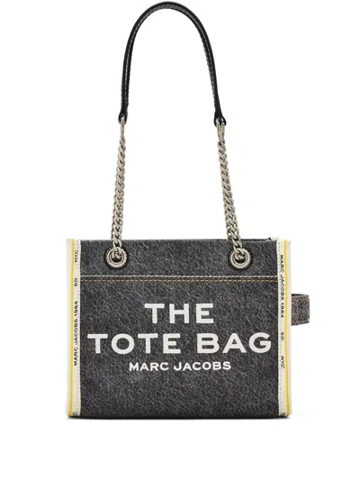 Marc Jacobs The Denim Chain Small Tote Bag In Black Wash