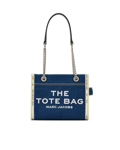 Marc Jacobs The Denim Chain Small Tote Bag Dark Wash In 473