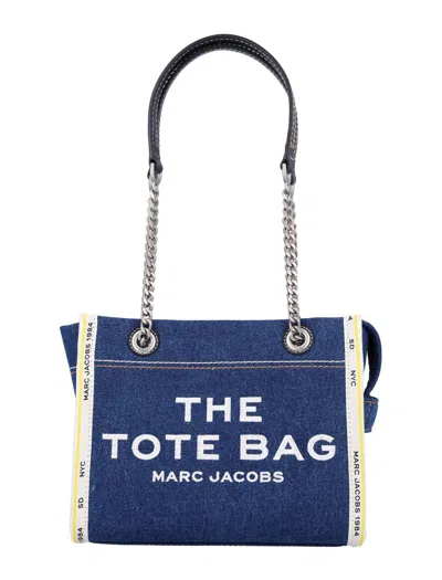 Marc Jacobs The Denim Chain Small Tote Bag In Dark Wash