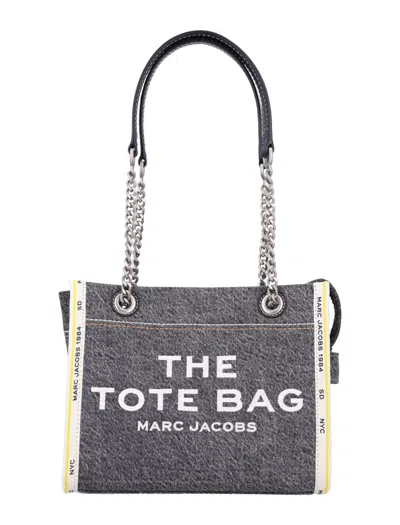 Marc Jacobs The Denim Chain Small Tote Bag In Grey