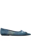 Marc Jacobs Kat Denim Pointed-toe Flats In Blue
