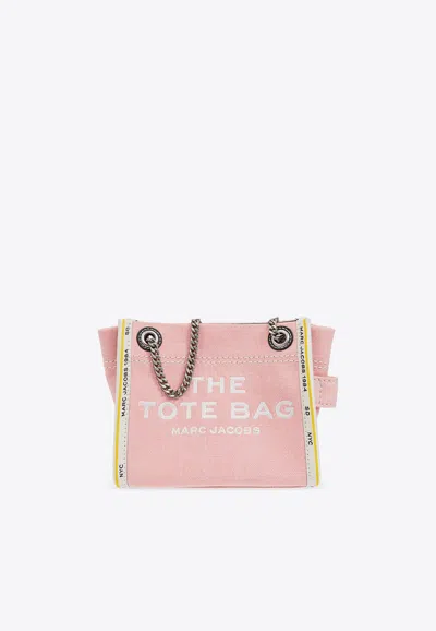 Marc Jacobs The Denim Logo-embroidered Tote Bag In Pink