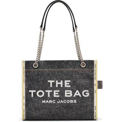Marc Jacobs The Denim Medium Tote Bag In Black Wash