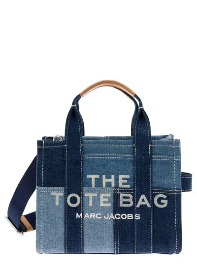 Marc Jacobs 'the Denim Small' Light Blue Tote Bag With Logo Print