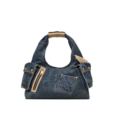 Marc Jacobs The Denim Suede-detail Pocket Tote Bag In Blue